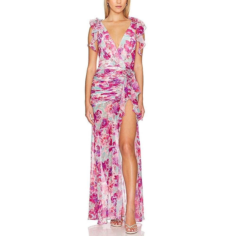 Lovers And Friends x Anja Pink 'Dujakovi? Jade' Georgette Gown Size S - NWT